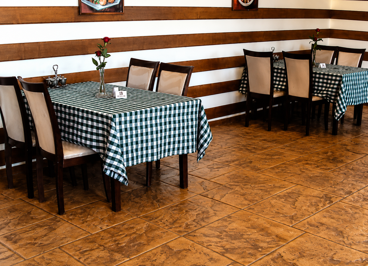 Matrițe pentru beton amprentat pentru pardoselile restaurantelor: crearea unui aspect interior cald, asemănător pietrei.