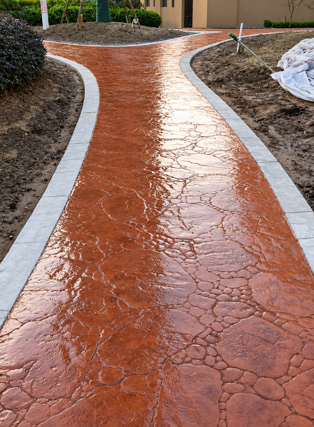 Concrete Stamp Mold for Curved Landscape Walkways: Random Stone Design & Finishing Guide