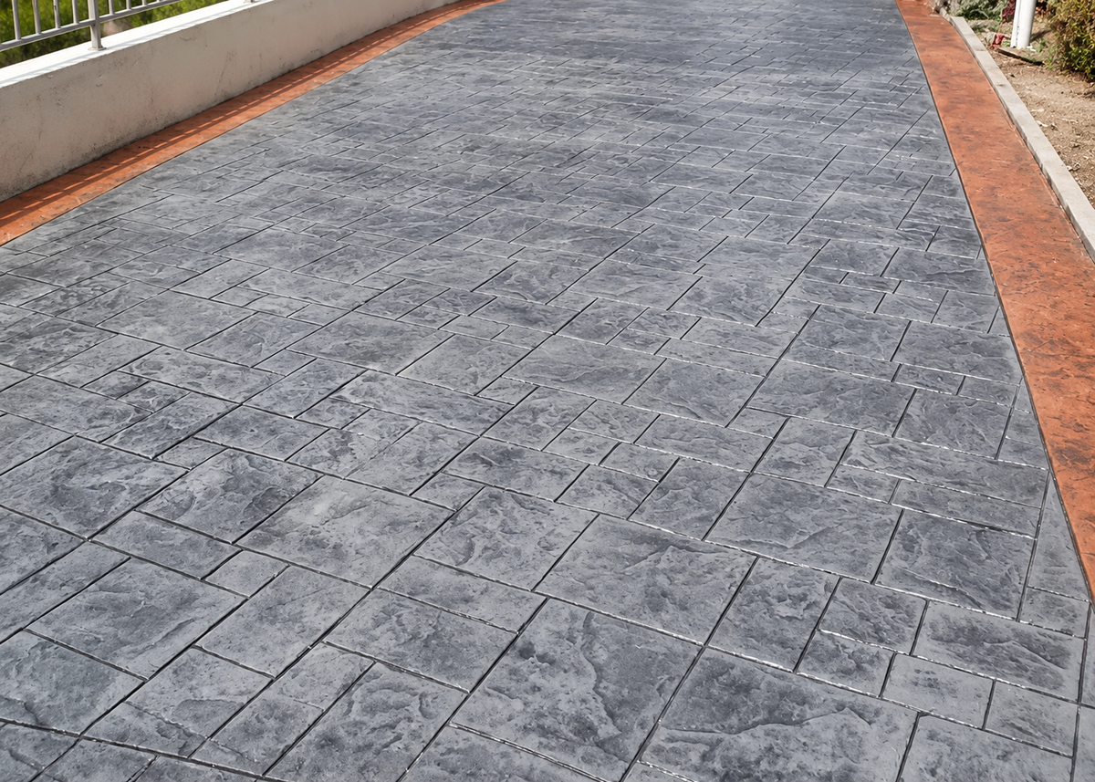 Gray Ashlar Concrete Stamp Mold: Modern Stone Paving for Driveways and Walkways