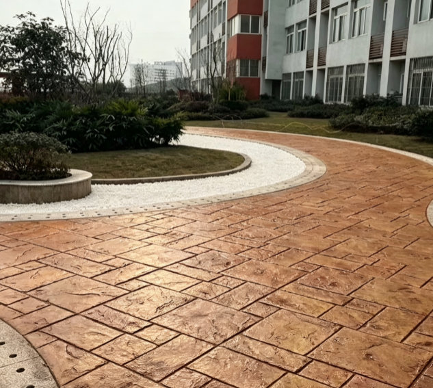 Concrete Stamp Mold for Curved Ashlar Walkways in Residential Landscapes