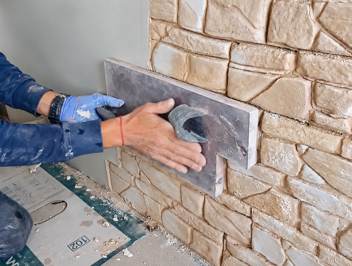 Vertical Concrete Stamps, Texture Skins and Wall Pattern Tools for Faux Stone Wall Finishes
