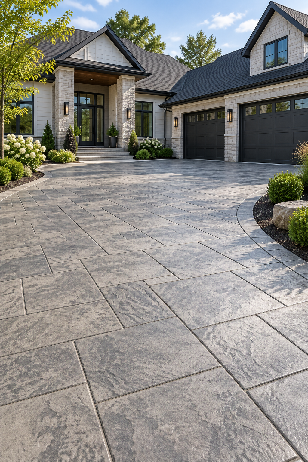 Large Format Slate Concrete Stamps for Modern Driveway Paving
