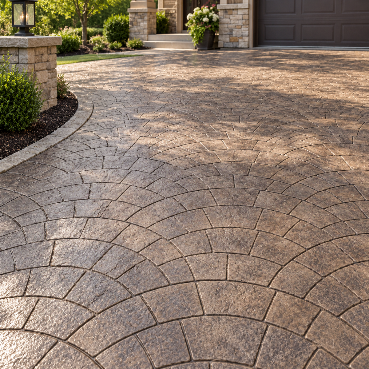 Fan Pattern Concrete Stamps for Decorative Driveways and Patio Paving