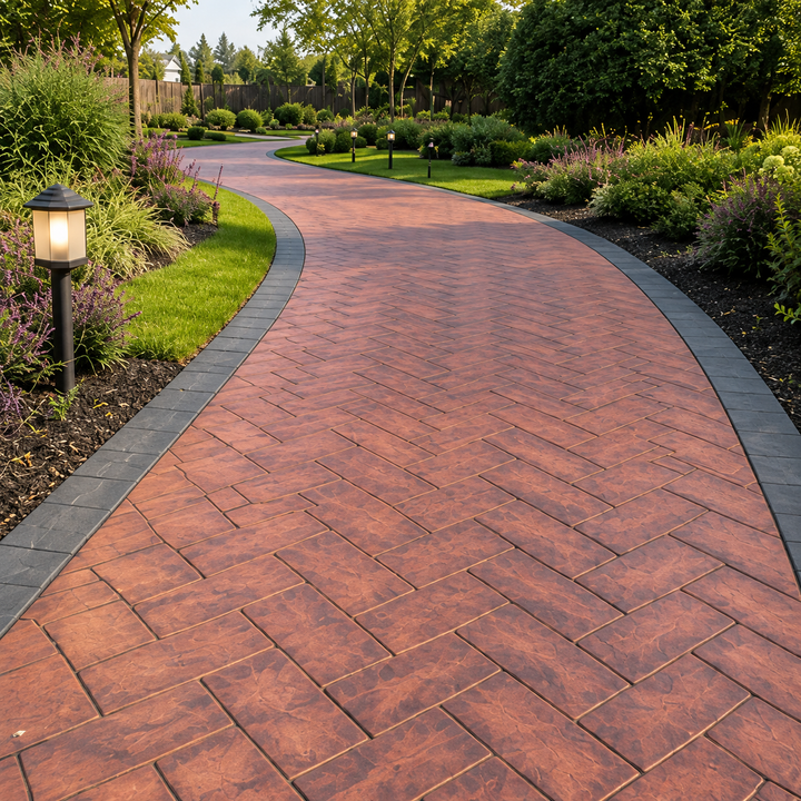 Brick Pattern Concrete Stamps for Herringbone Walkways and Landscape Paving