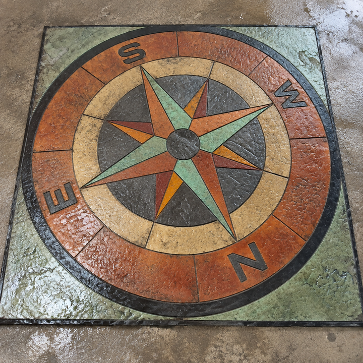 Compass Rose Stamped Concrete Ideas for Patios and Outdoor Spaces
