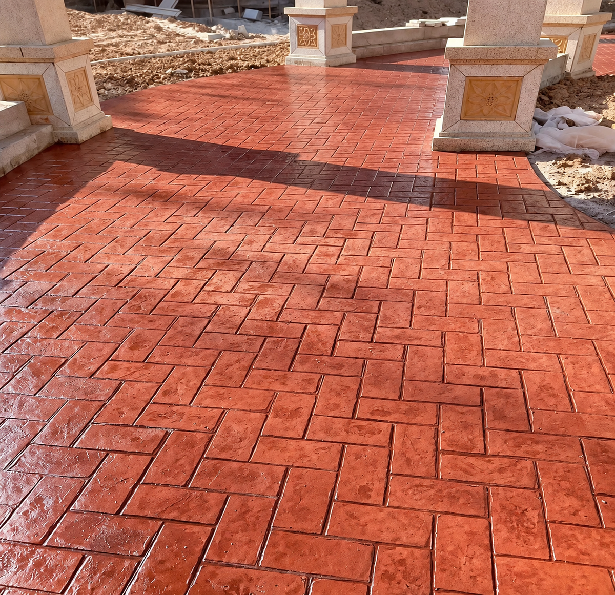 Brick Pattern Stamped Concrete Ideas for Courtyards and Patios