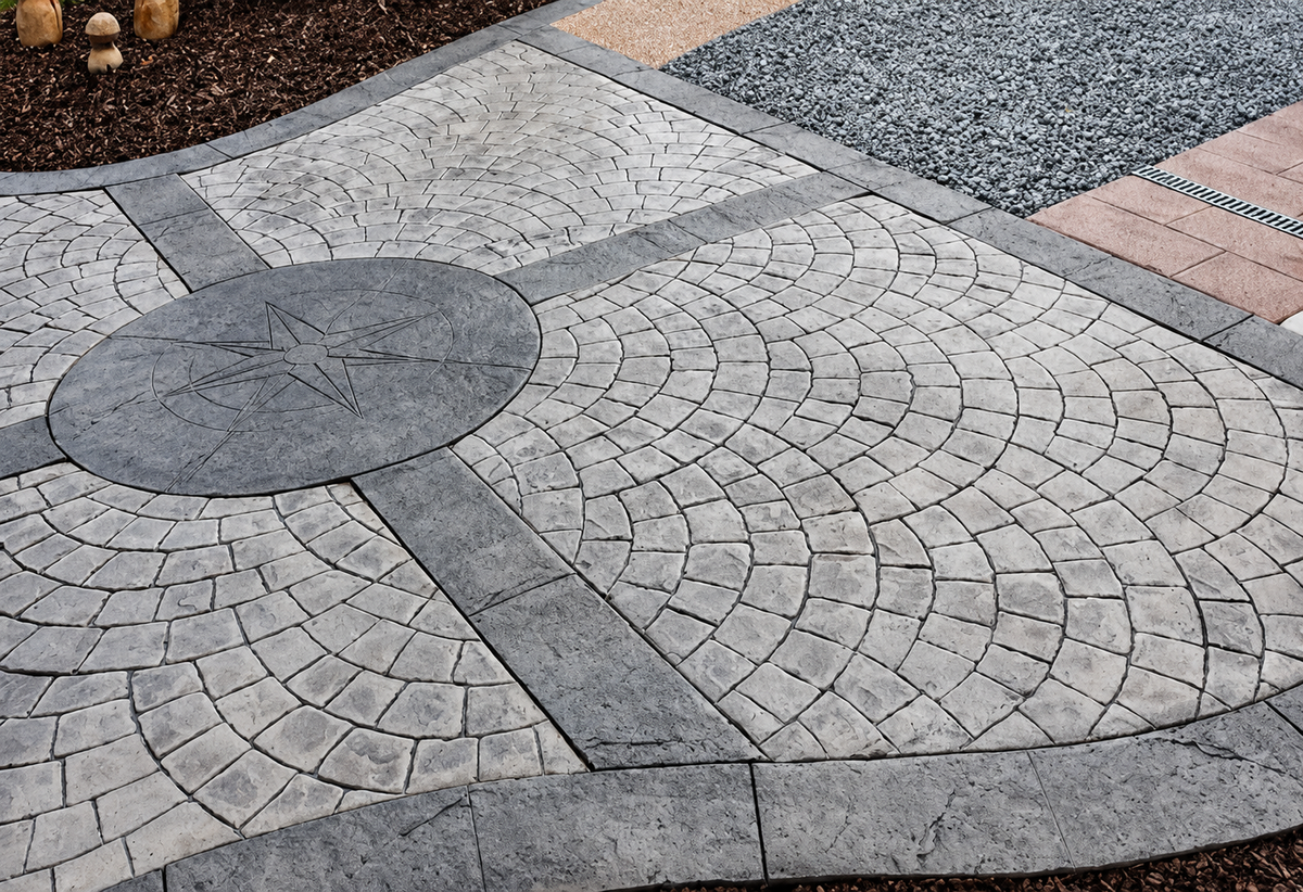 How to Plan Fan Pattern Stamped Concrete Around a Compass Rose