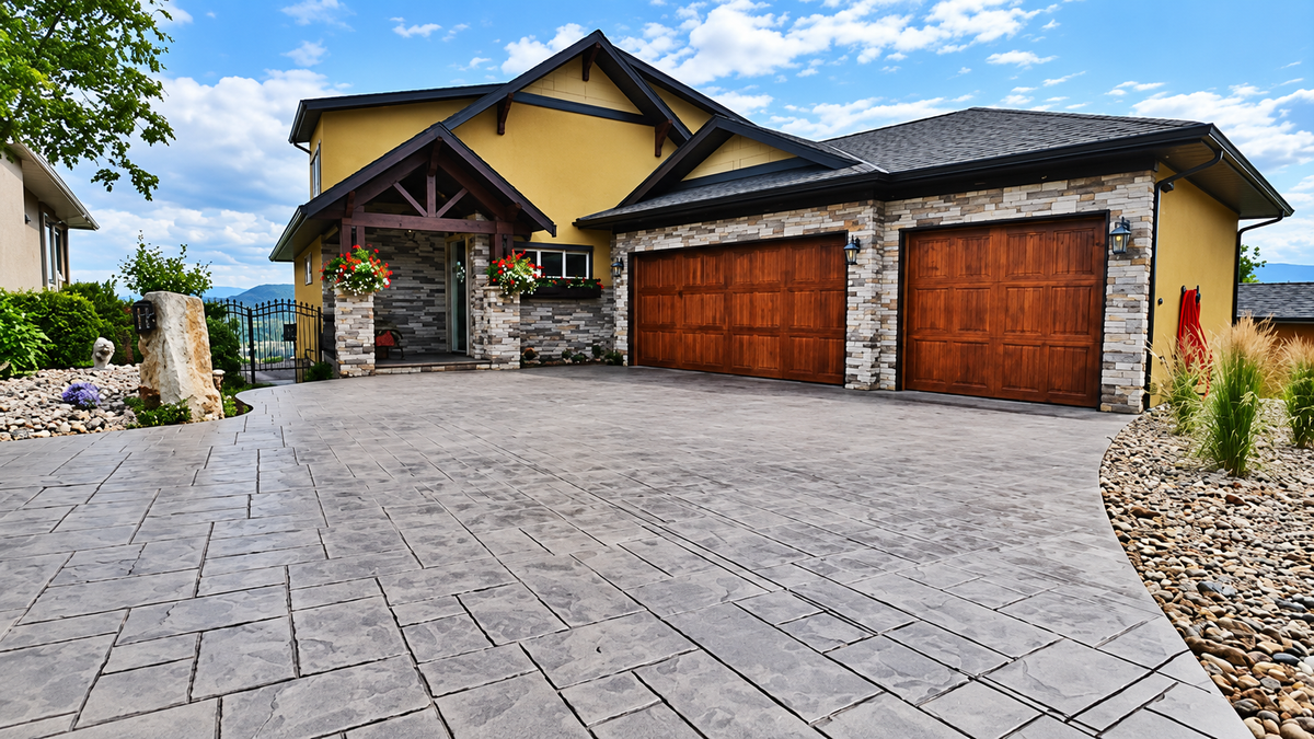Stamped Concrete Gives Modern Driveways a High-End Stone Finish