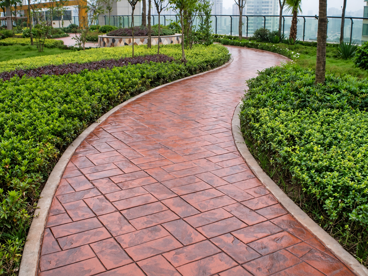 How Brick-Pattern Stamped Concrete Guides Movement Through Parks