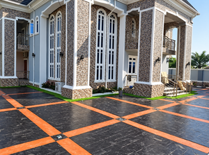 The Art of Contrast: Stamped Concrete Courtyard Design