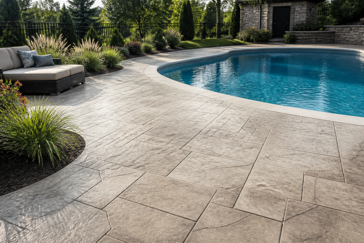 Ideas de moldes para estampado de concreto para terrazas de piscina – guía de moldes para estampado de concreto FUXIN