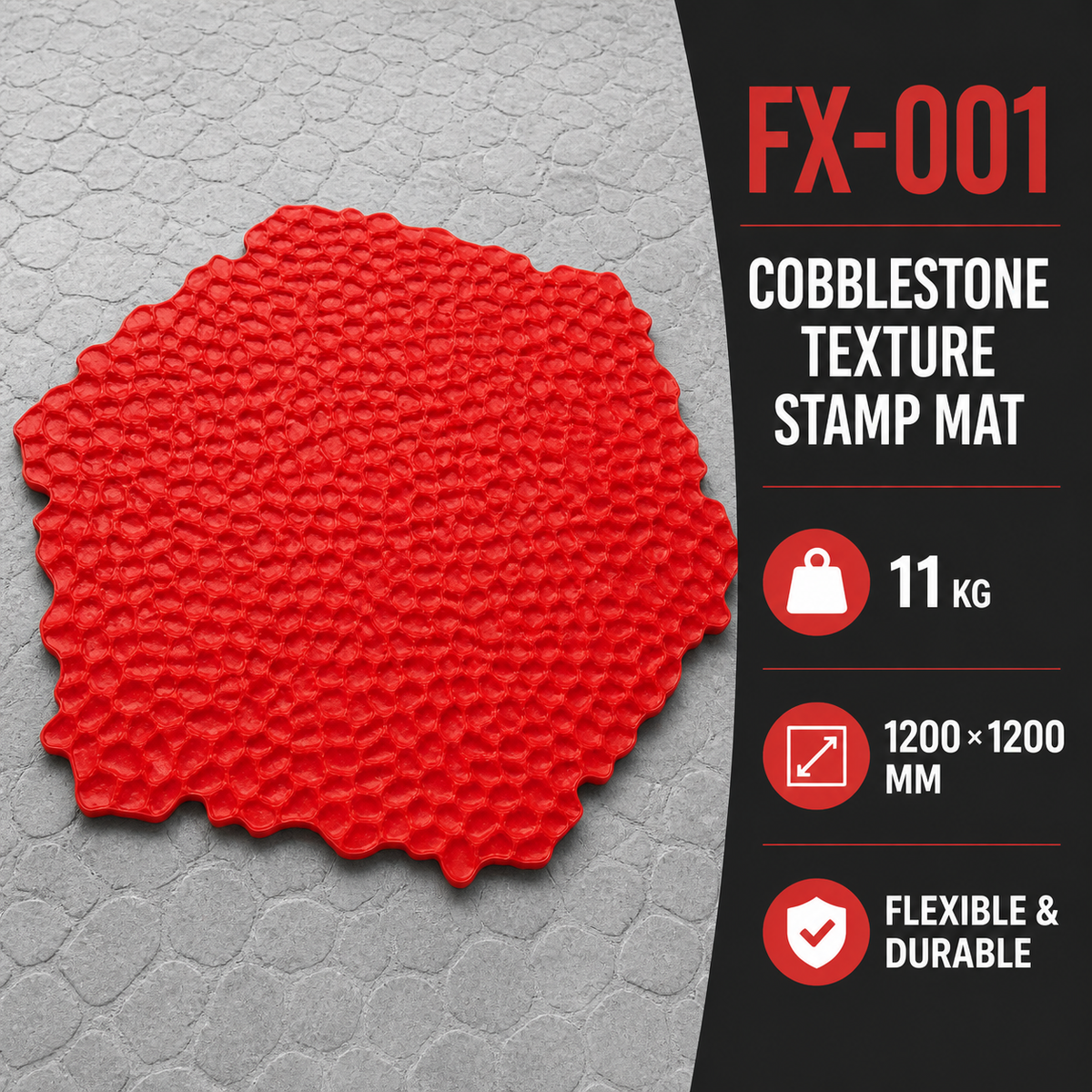 FX-001 باریک کنکروں کی بناوٹ کا نقش بنانے والی کنکریٹ اسٹیمپ چٹائی – تکنیکی تفصیلات
