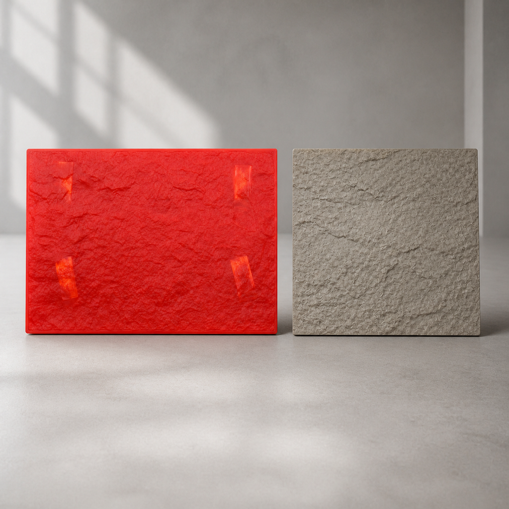 Textură pentru beton FX-007, aspect de piatră aspră - produs și rezultat