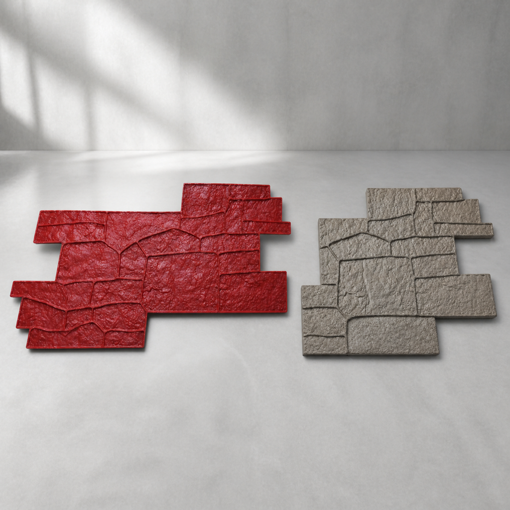 FX-010 Random Ashlar Slate Interlocking Stamp - product and result