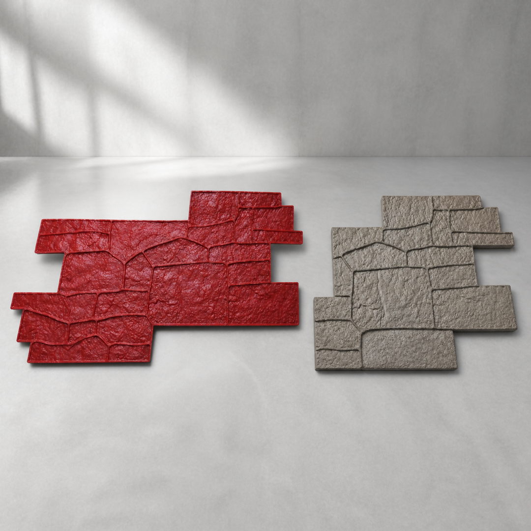 FX-010 Random Ashlar Slate Interlocking Stamp - product and result