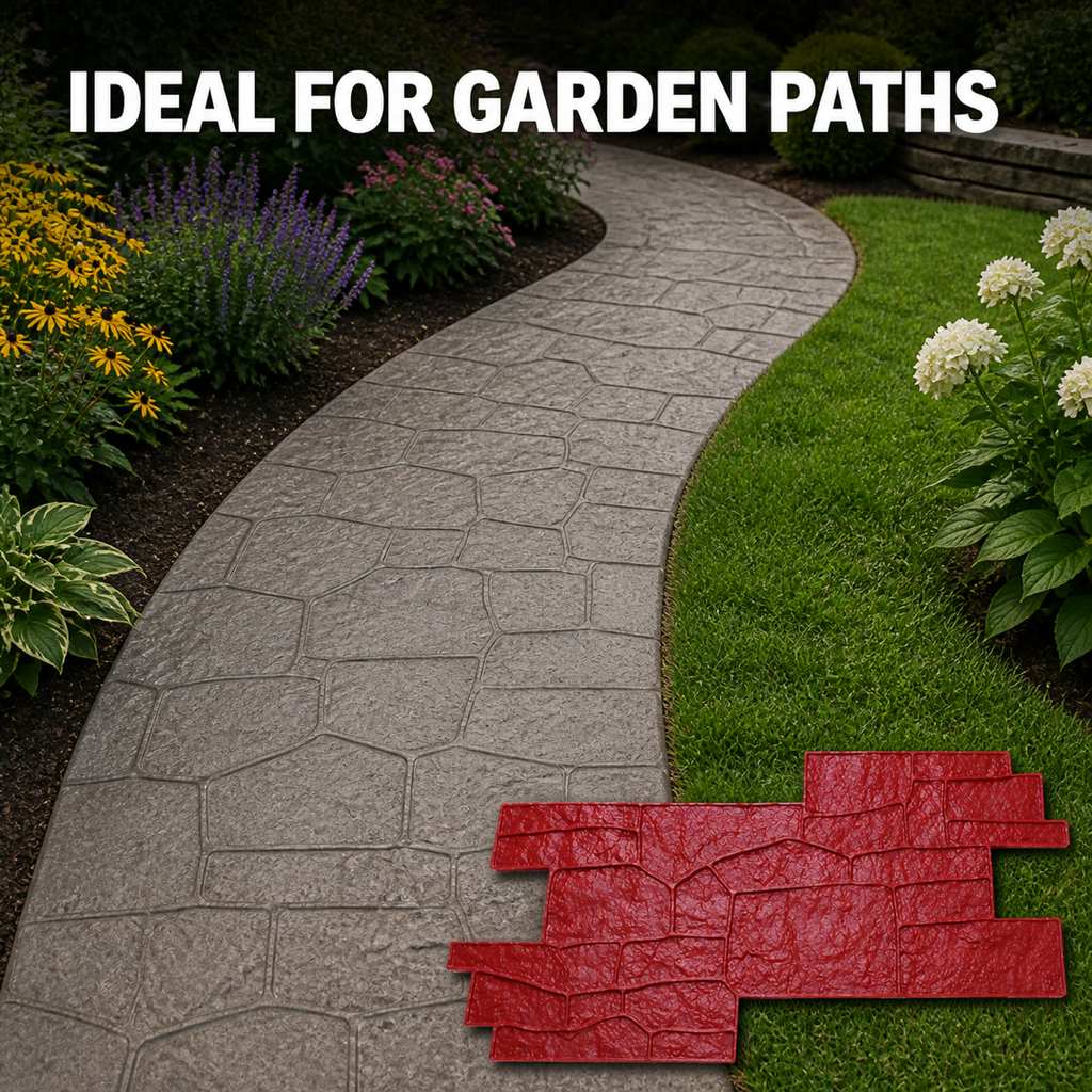FX-010 Random Ashlar Slate Interlocking Stamp - garden path