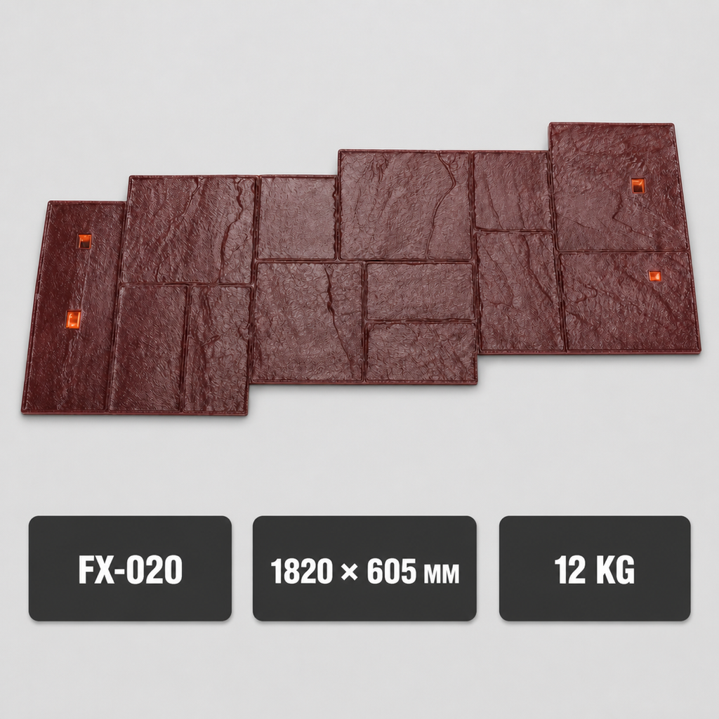 Ștampilă FX-020 pentru beton, model ardezie linear, specificații.