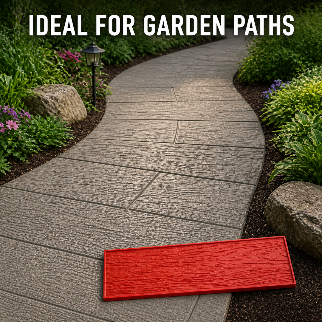FX-024 Wood Grain Plank Concrete Stamp - garden path