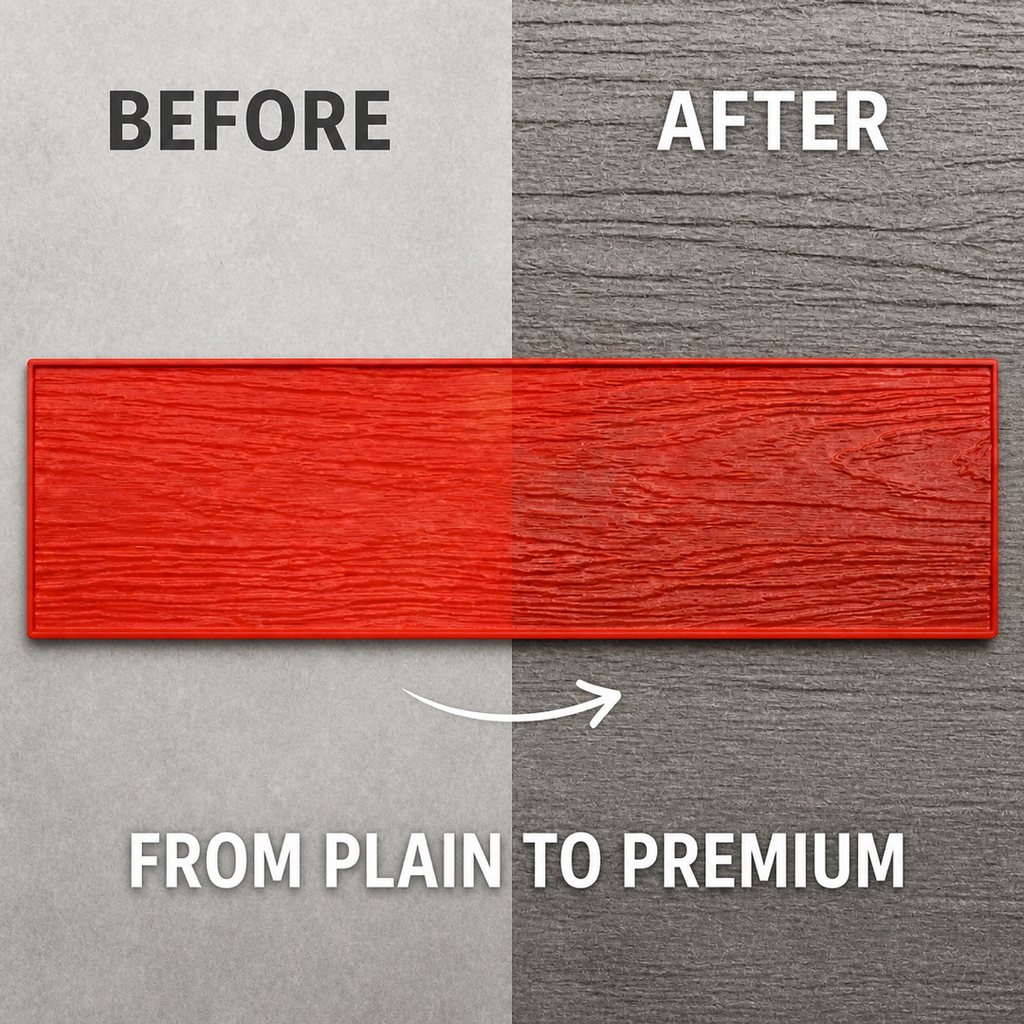 FX-024 Wood Grain Plank Concrete Stamp - before after