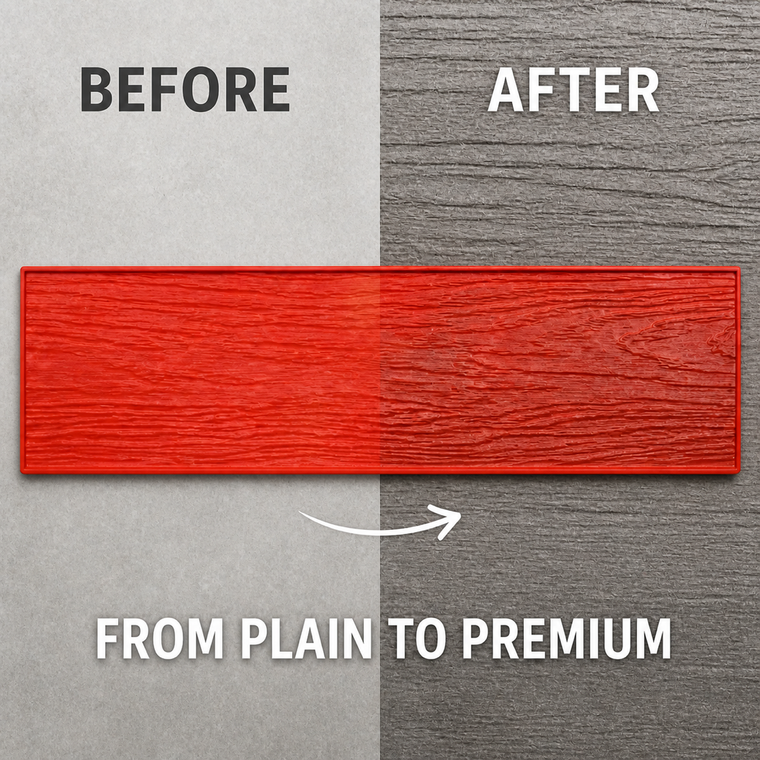 FX-024 Wood Grain Plank Concrete Stamp - before after