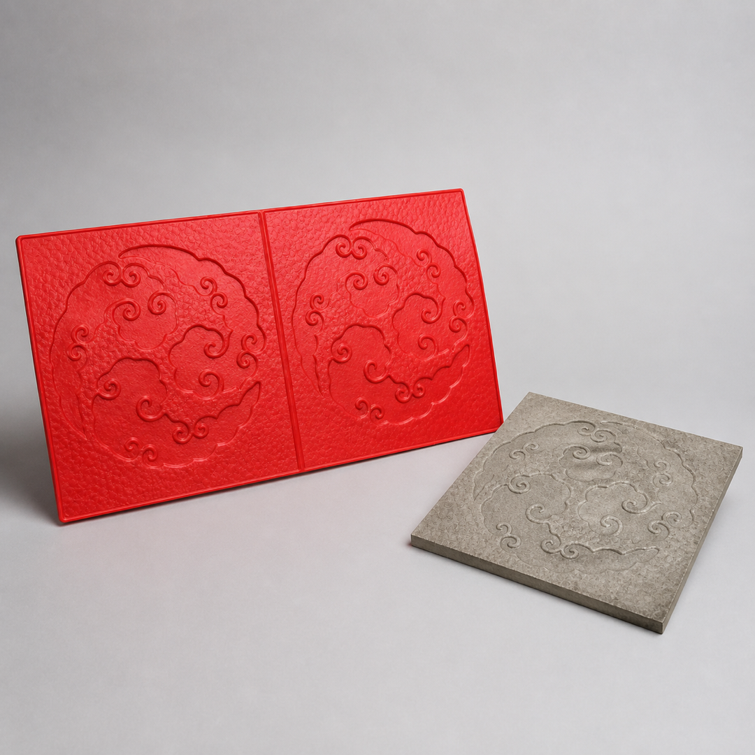 FX-035 Double Medallion Decorative Relief Mold - product and result