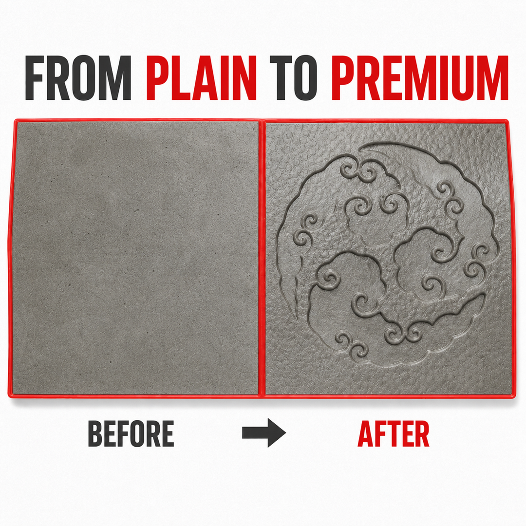 FX-035 Double Medallion Decorative Relief Mold - before after