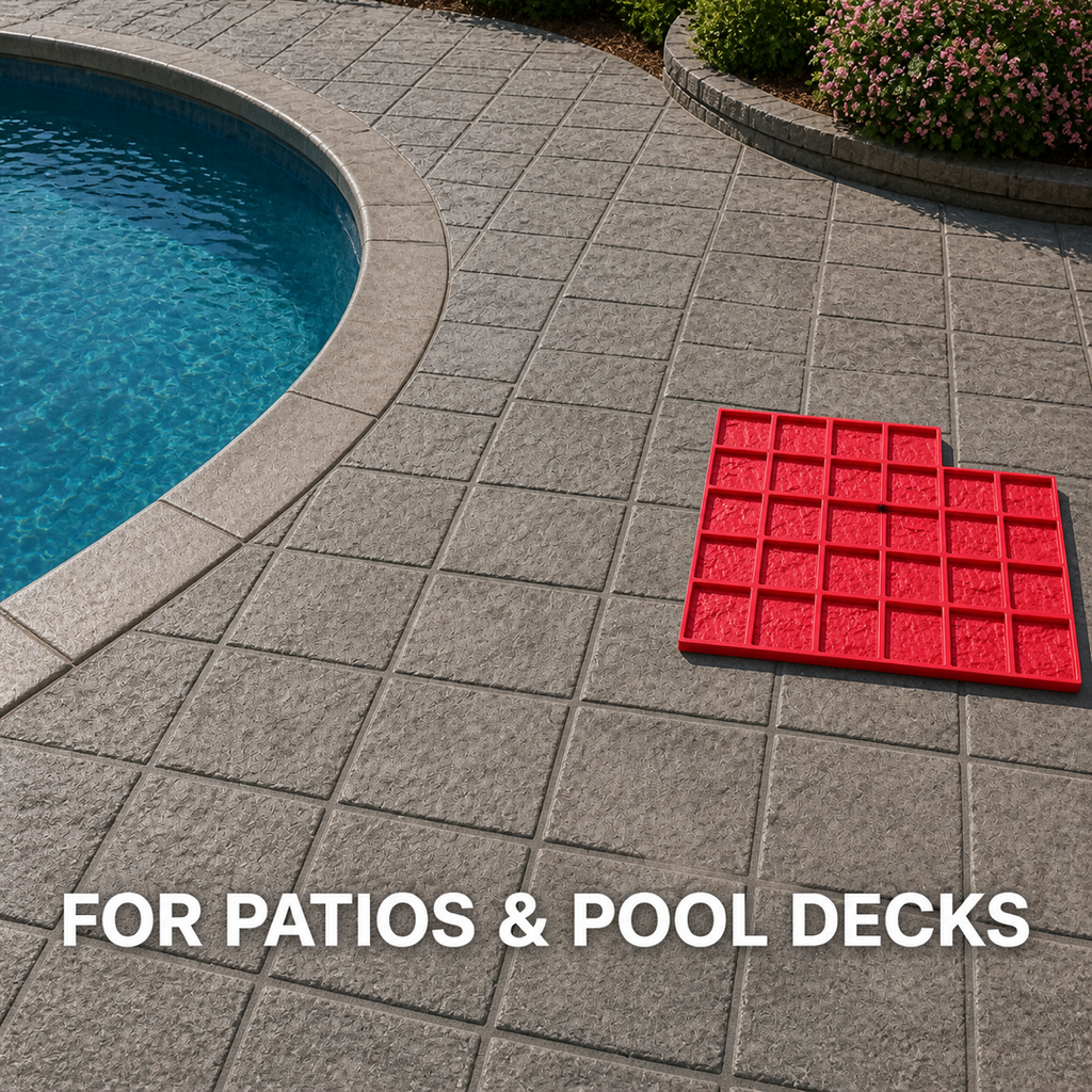 FX-039 Setem Konkrit Grid Batu Bundar Segi Empat - dek kolam