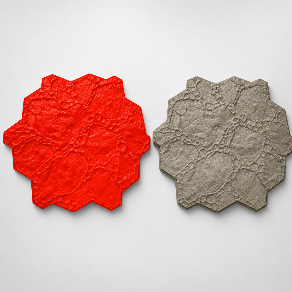 FX-042 Rough Rock Octagon Concrete Stamp - product and result