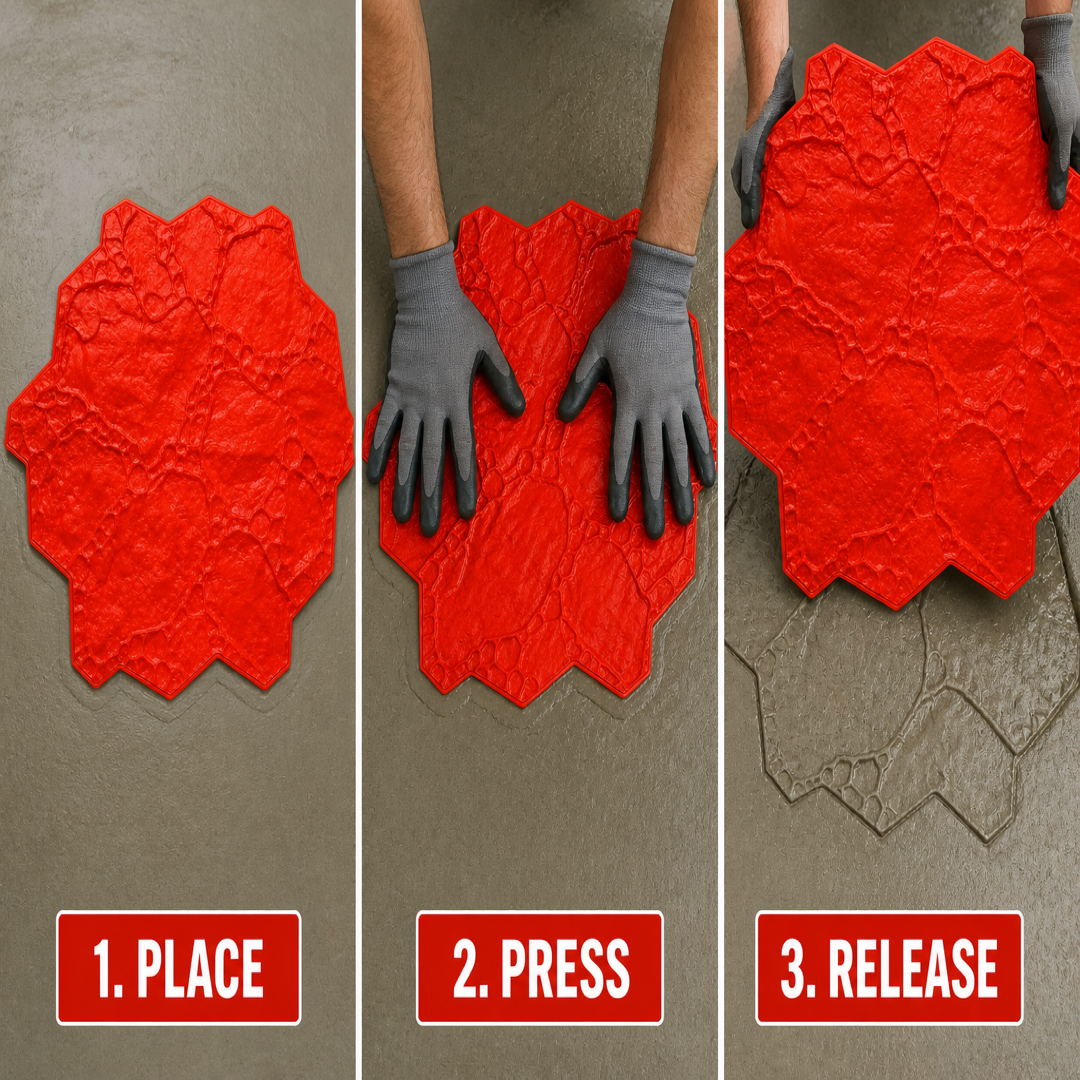 FX-042 Rough Rock Octagon Concrete Stamp - how to use