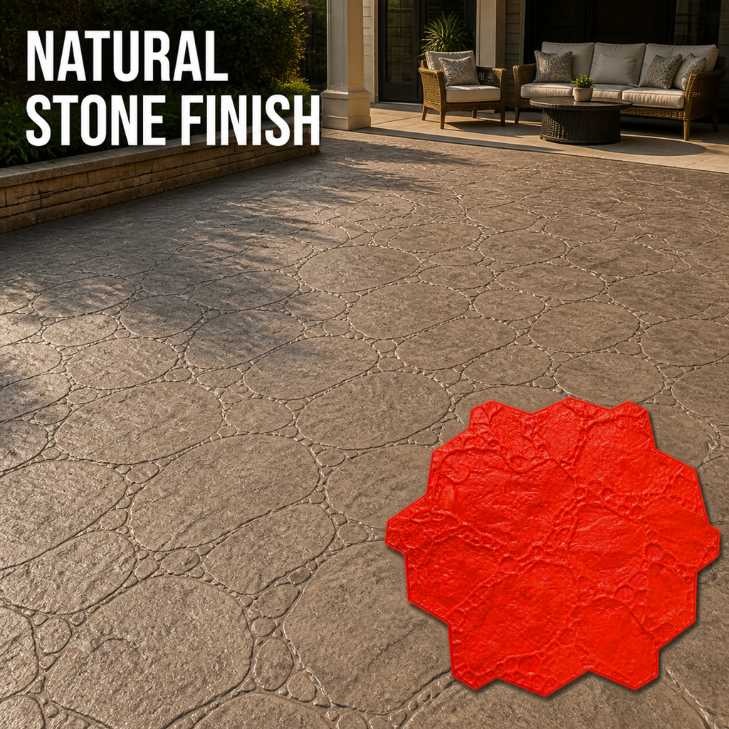 FX-042 Rough Rock Octagon Concrete Stamp - villa patio