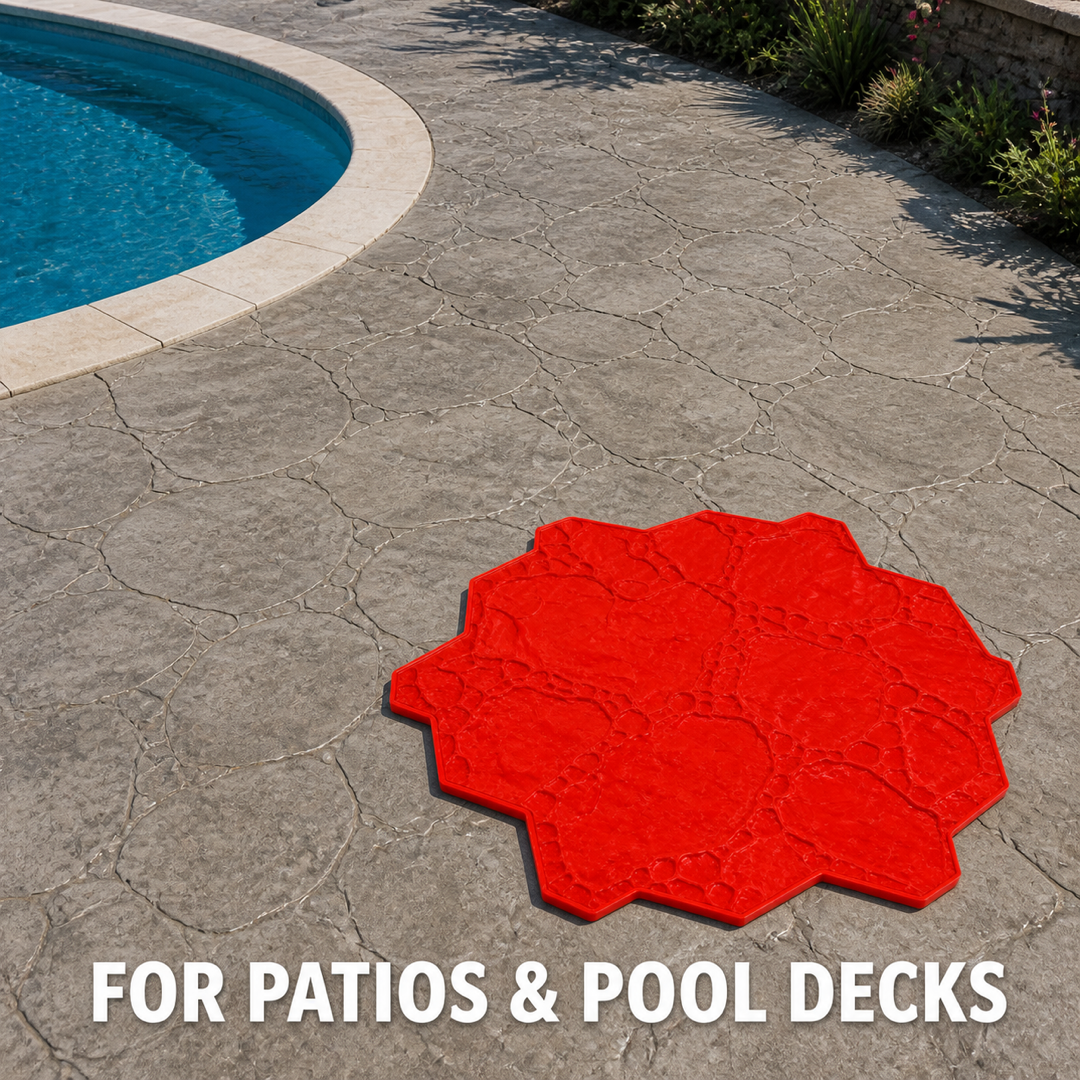 FX-042 Rough Rock Octagon Concrete Stamp - pool deck