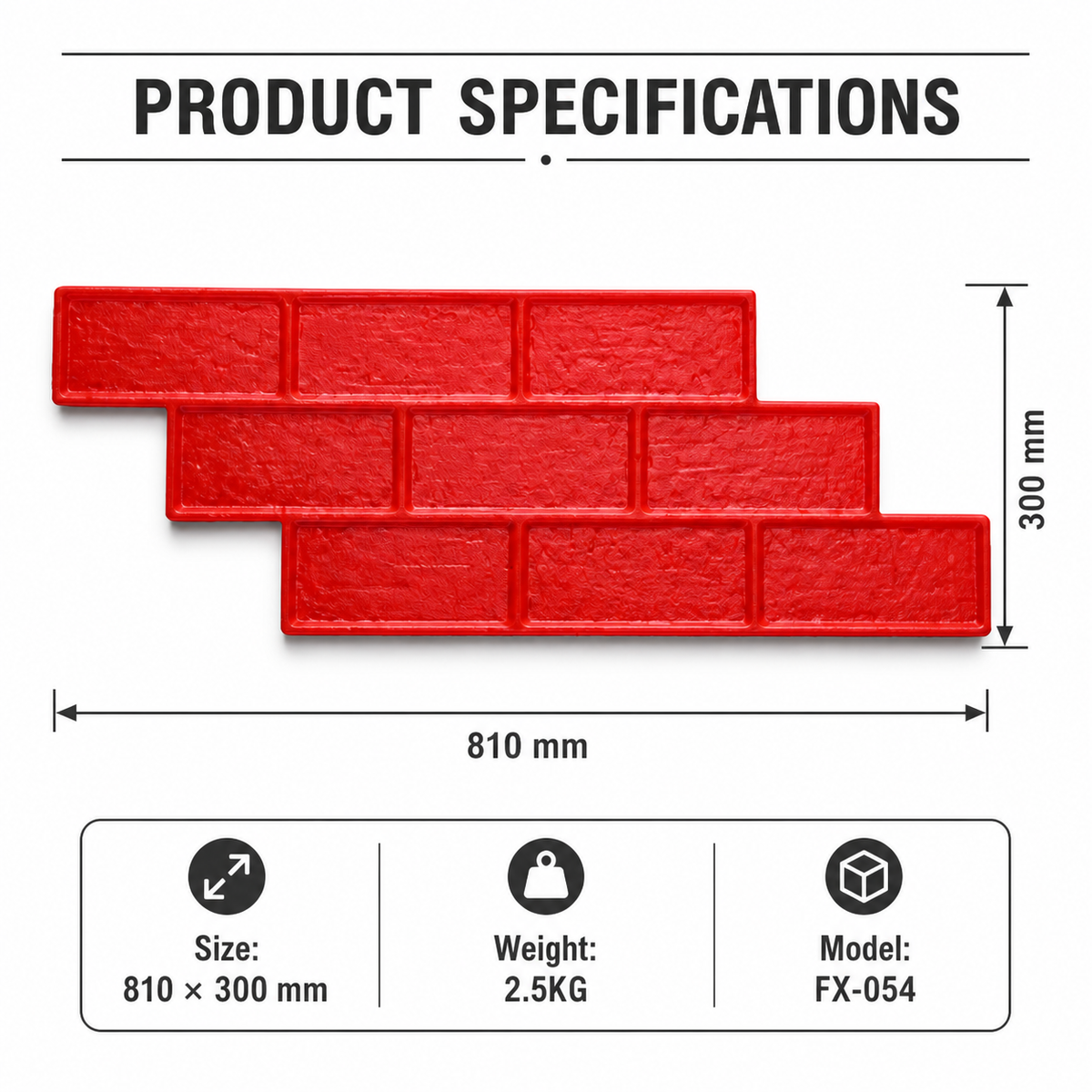 FX-054 Running Bond Brick Border Stamp - mga espesipikasyon