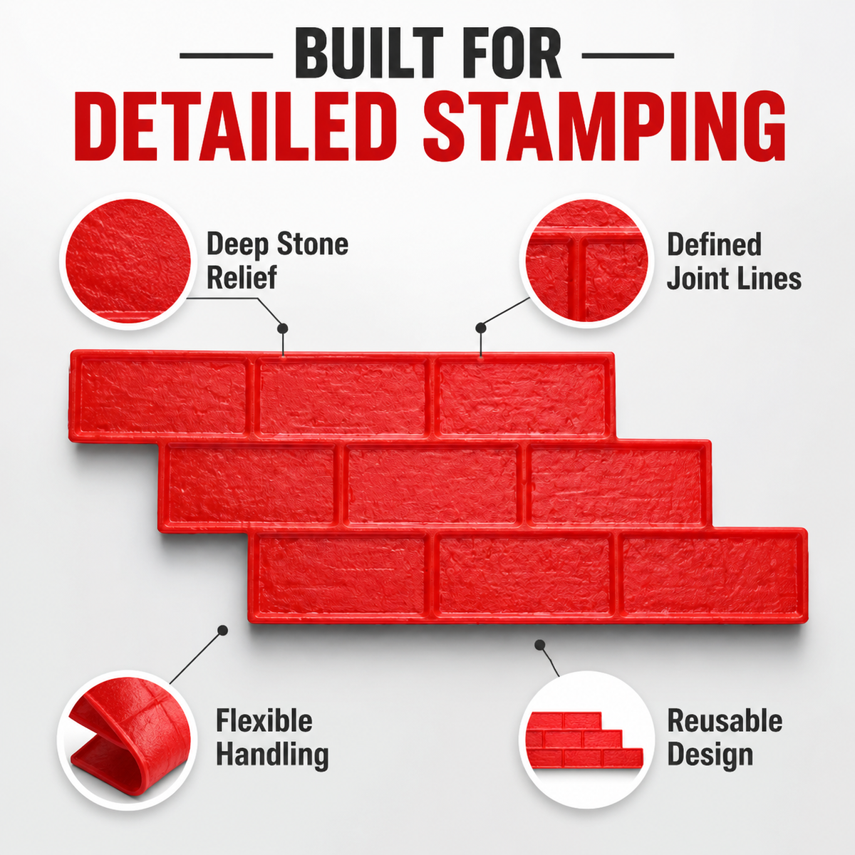 FX-054 Running Bond Brick Border Stamp - mahahalagang tampok