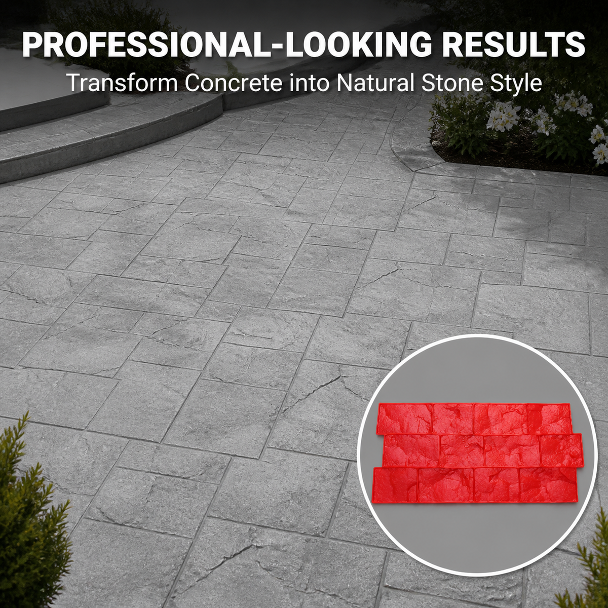 FX-060 Stacked Stone Concrete Border Stamp - natapos na resulta
