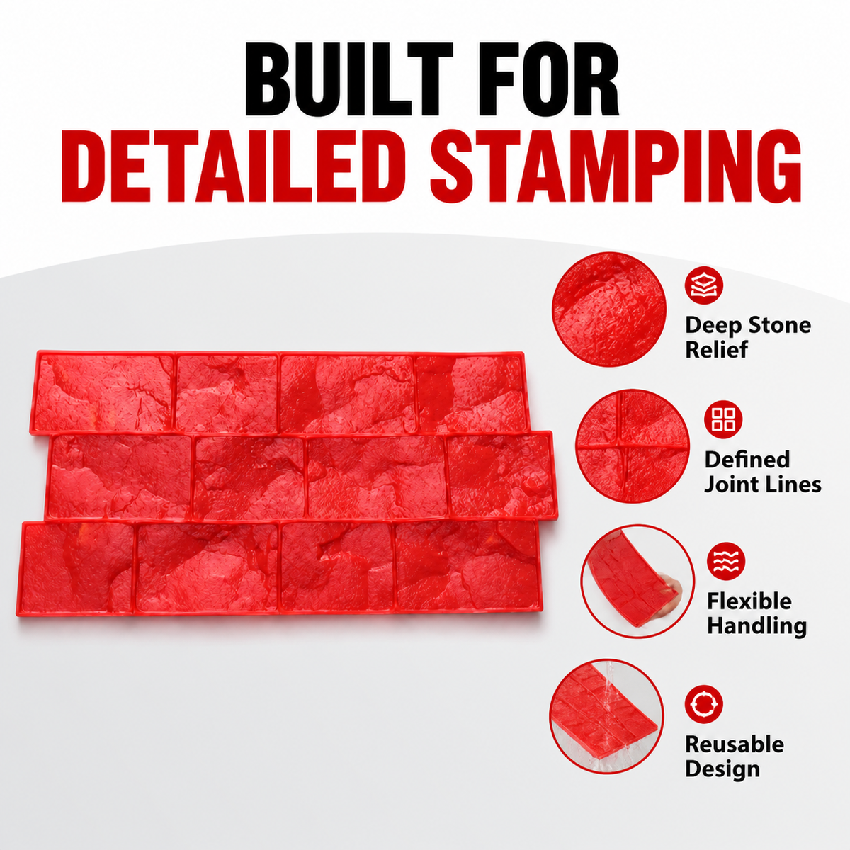 FX-060 Stacked Stone Concrete Border Stamp - mahahalagang feature