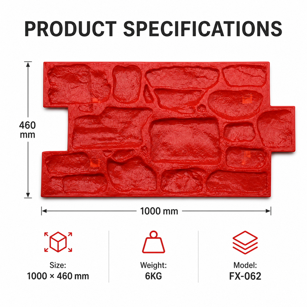 FX-062 Stacked Ledgestone Concrete Border Stamp - mga espesipikasyon