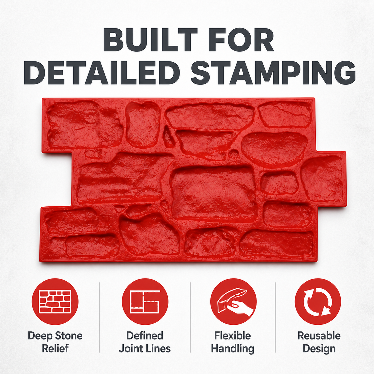 FX-062 Stacked Ledgestone Concrete Border Stamp - mahahalagang tampok