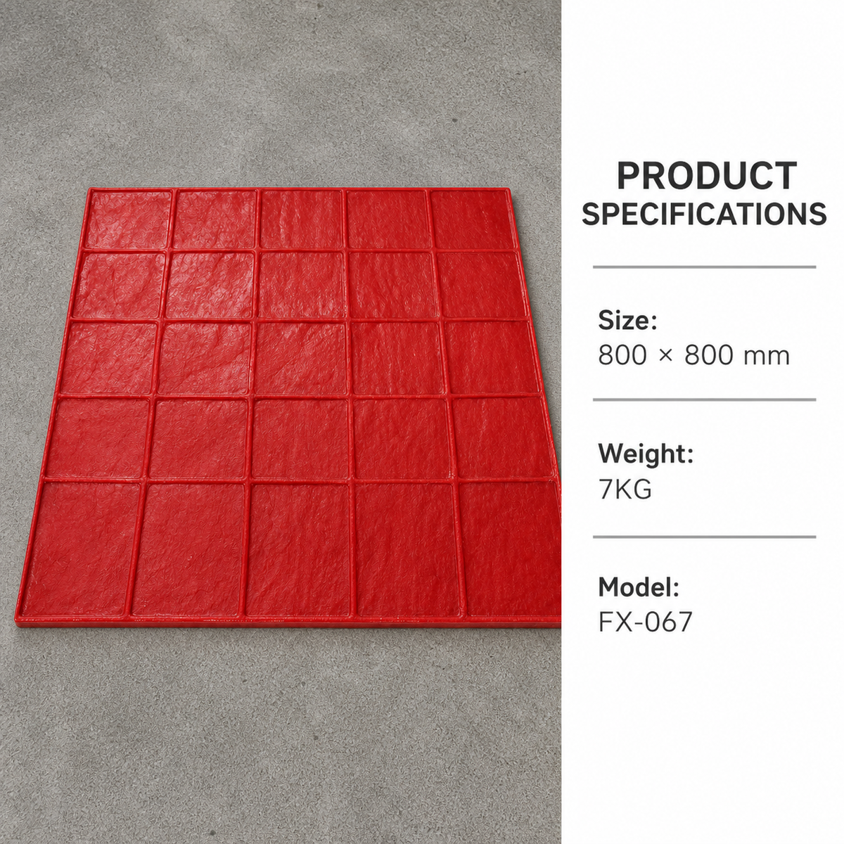 FX-067 စတုရန်းပုံ အဆင့်ဆင့် အထပ်ပုံ ကွန်ကရစ် သတ္တုပုံ - ညွှန်းညွှန်းချက်များ
