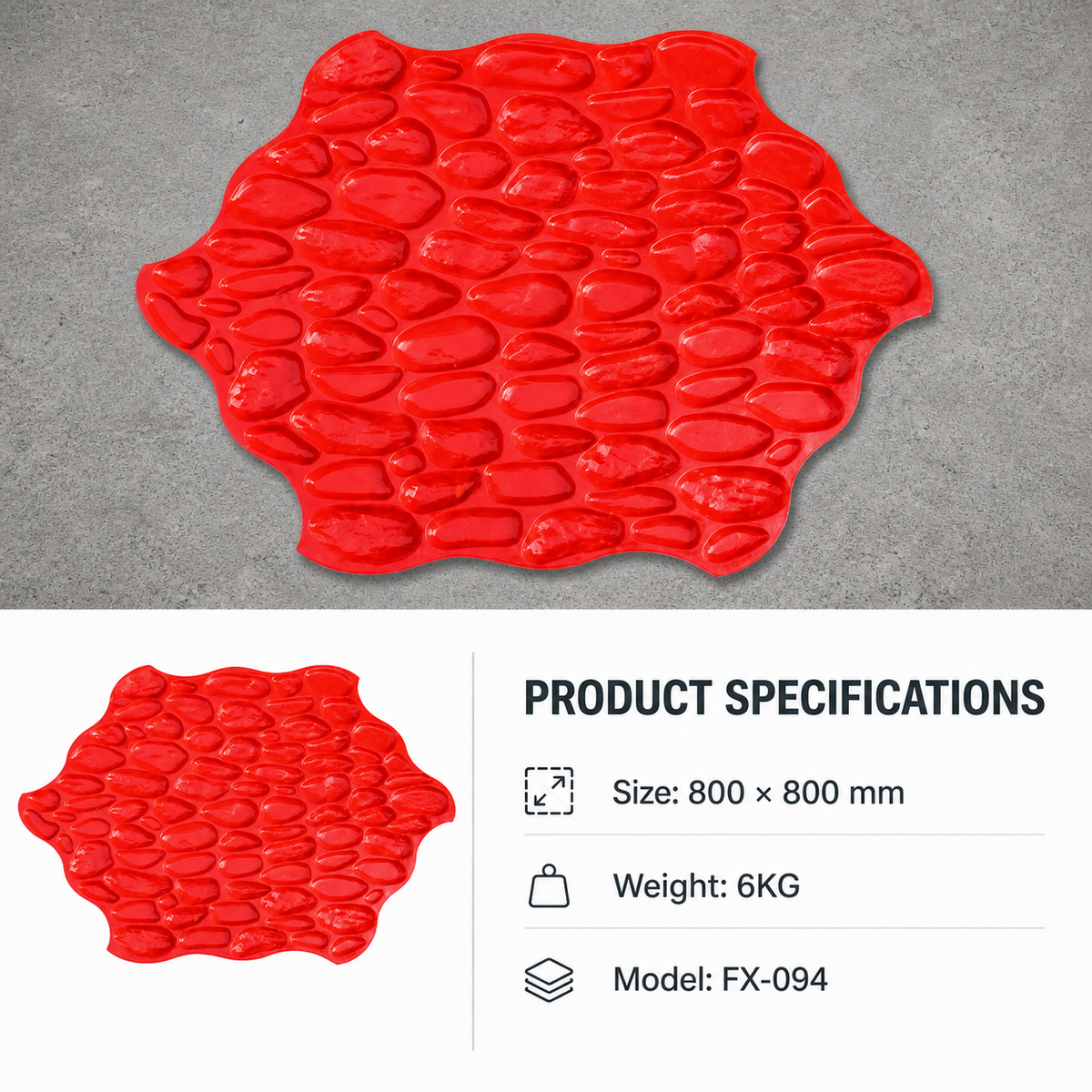 FX-094 မြစ်ခဲပုံ Concrete Stamp Mat - ဇင်္ကာသဏ္ဍာန်