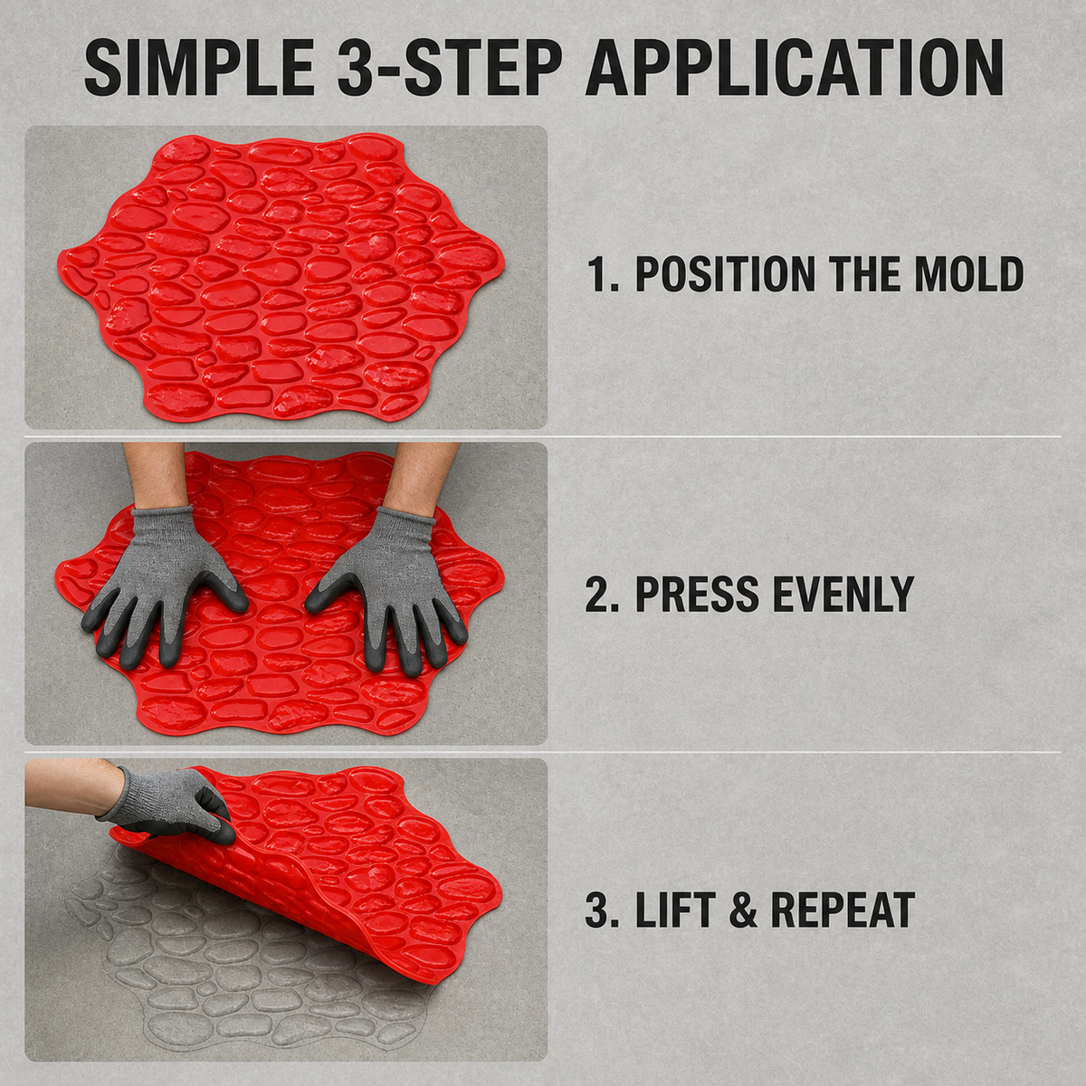 FX-094 မြစ်ခဲပုံ Concrete Stamp Mat - သုံးနည်း (၃ဆင့်)