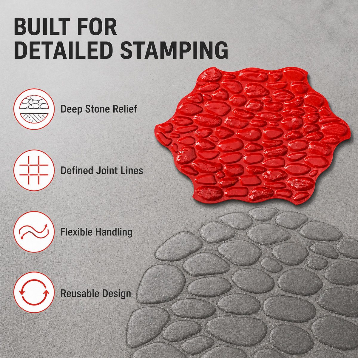 FX-094 မြစ်ခဲပုံ Concrete Stamp Mat - အဓိကအချက်များ
