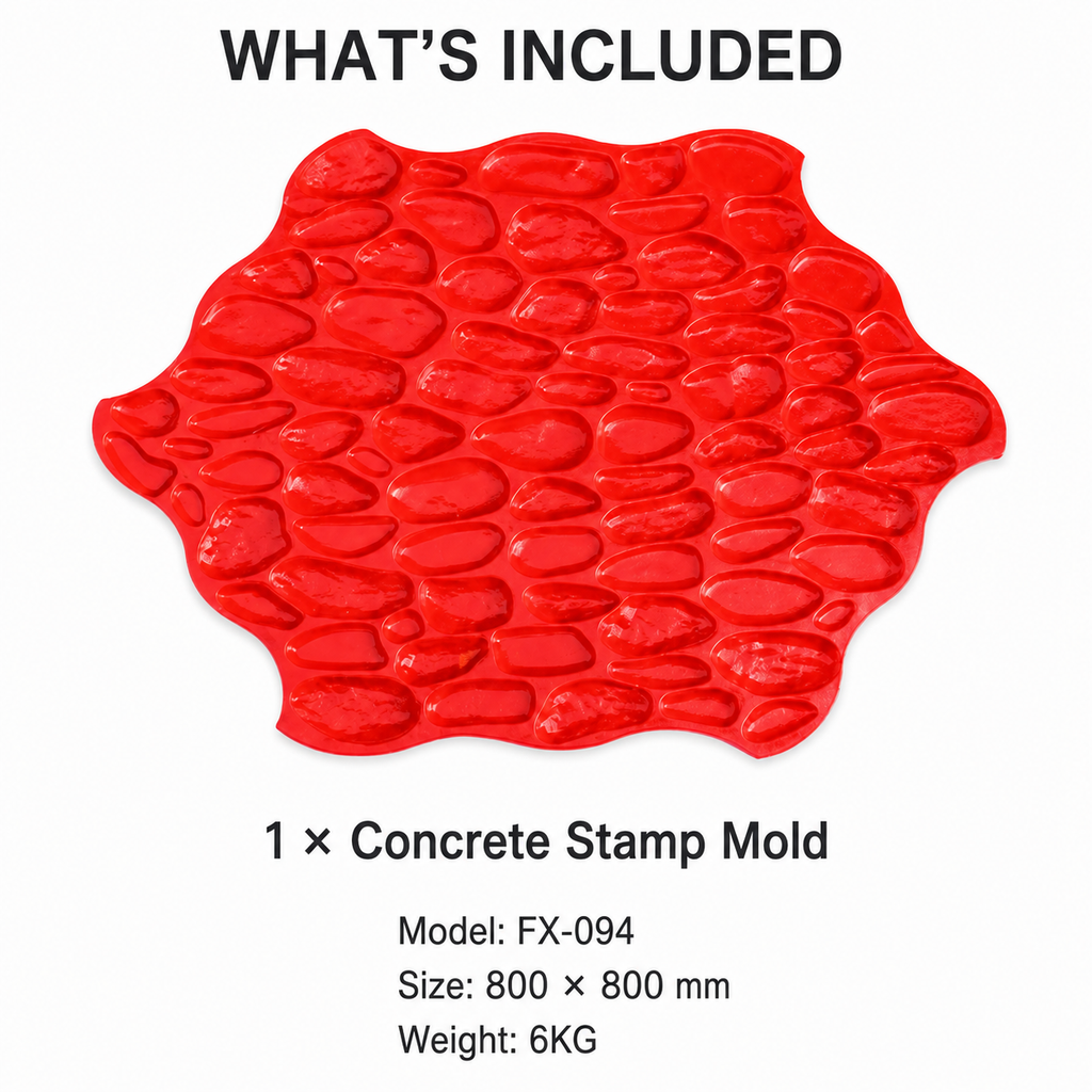 FX-094 မြစ်ခဲပုံ Concrete Stamp Mat - ပါ၀င်သည့်အရာများ