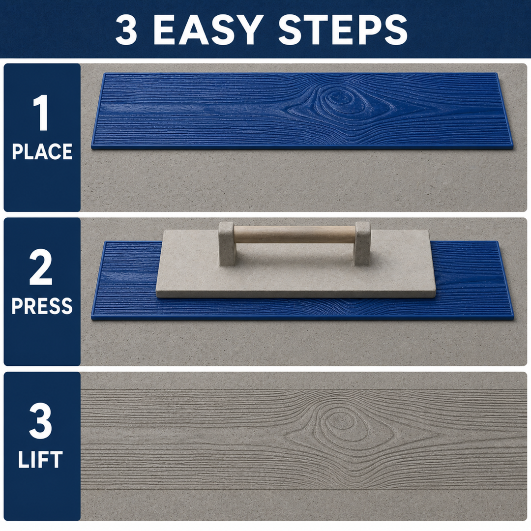 FX-106 Wood Grain Plank Concrete Skin - three steps