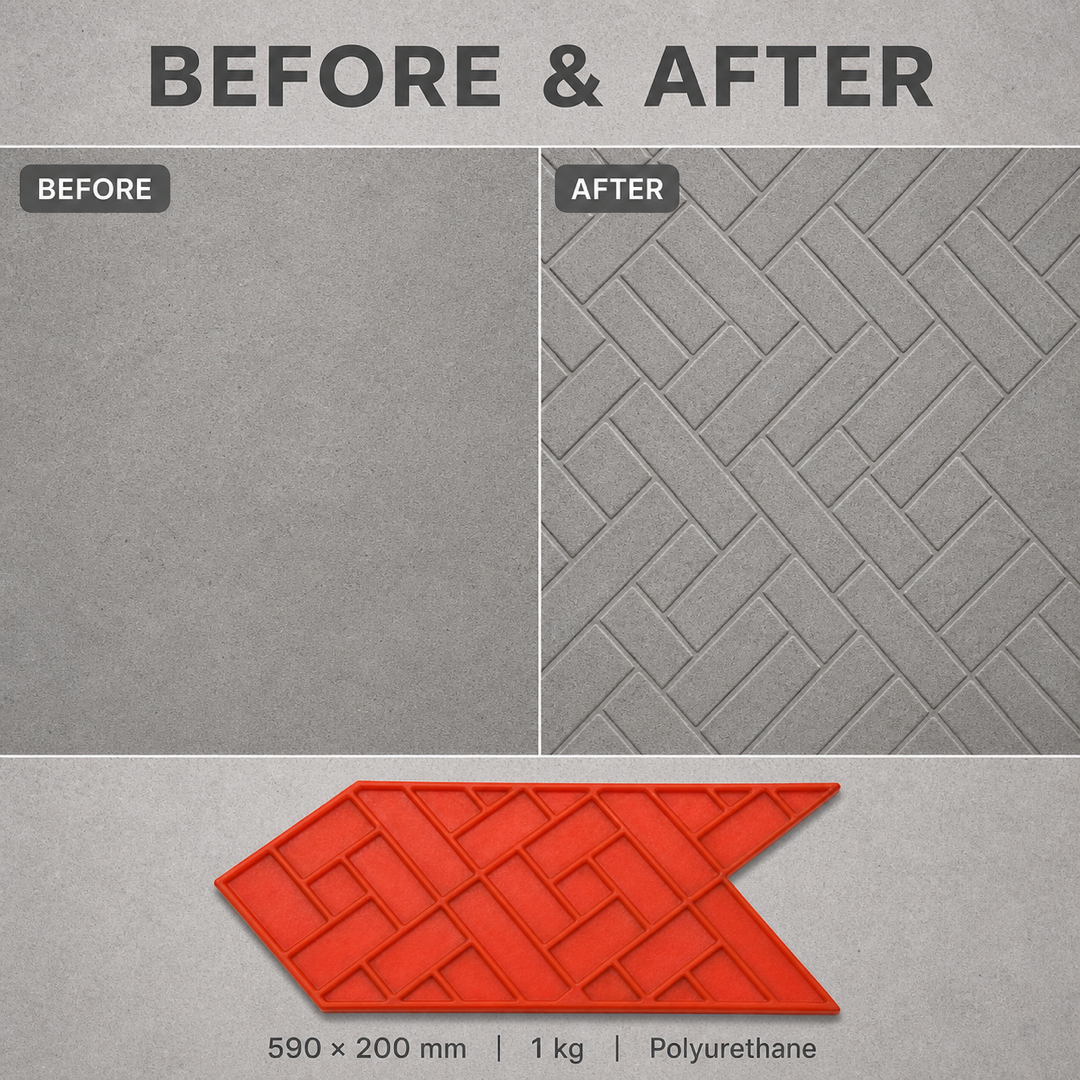 FX-109 Herringbone Chevron Brick Border - before after