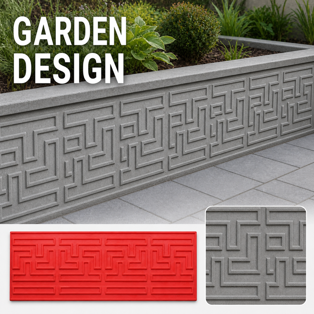 FX-112 Molde de borde geométrico tipo laberinto para concreto - jardín