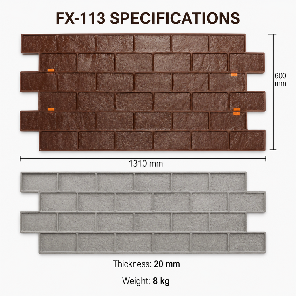 FX-113 Classic Running Bond Brick Stamp - espesipikasyon