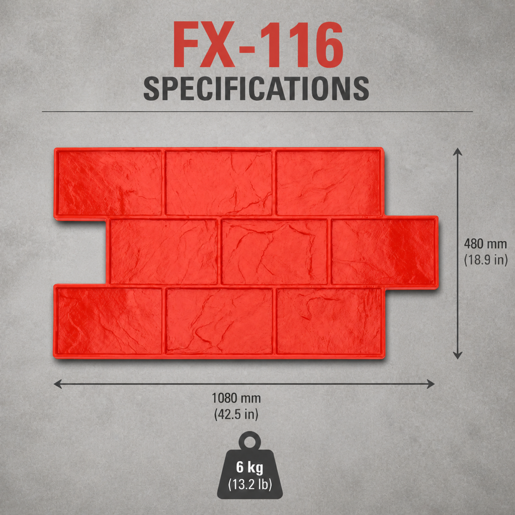 FX-116 ماڈیولر ایشلار برک کنکریٹ سٹیمپ - وضاحتیں
