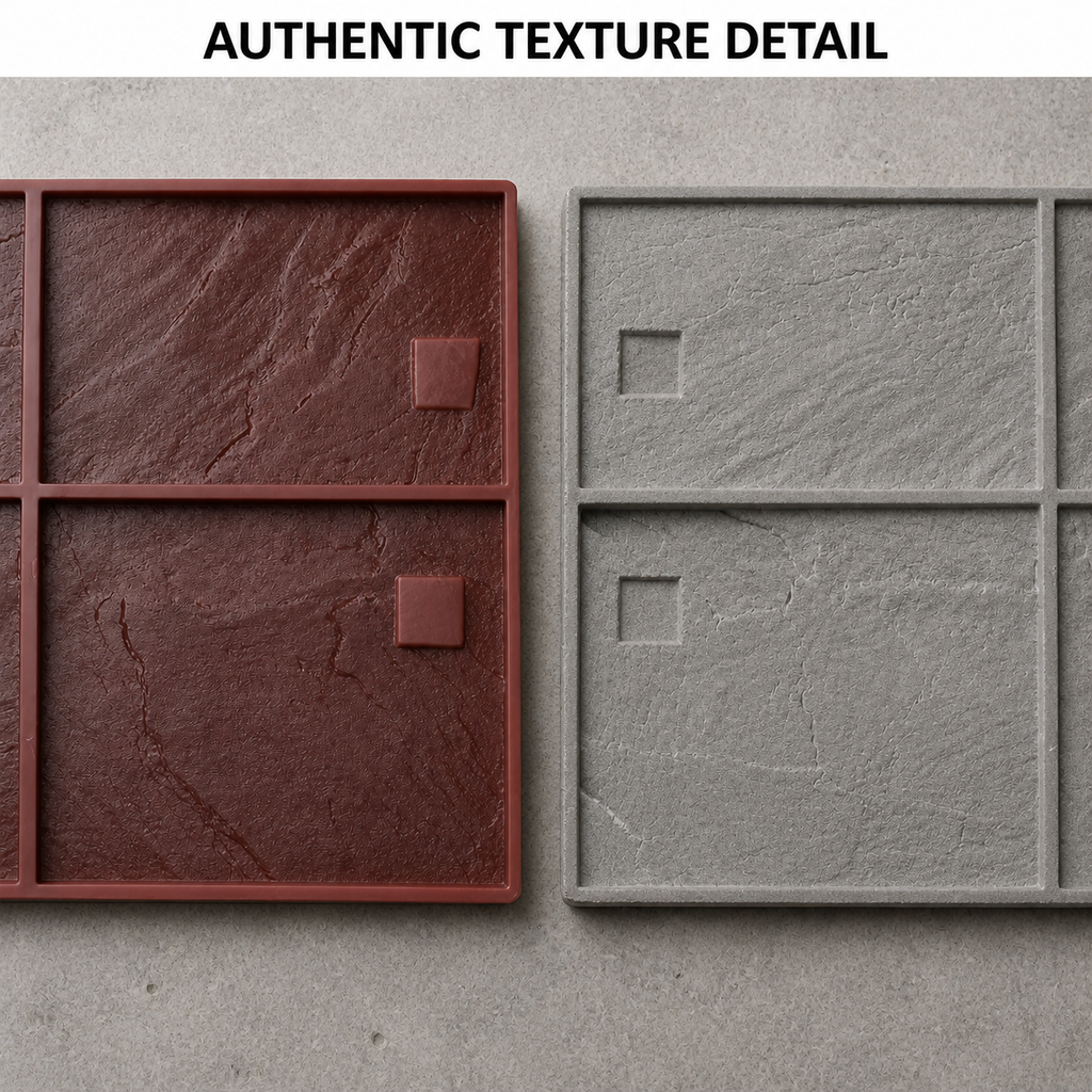 FX-123 Saplı Dört Parçalı Slate Desenli Damga Paneli - doku detayları