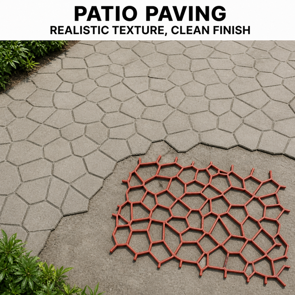 FX-126 Random Stone Concrete Paving Stencil - application 1