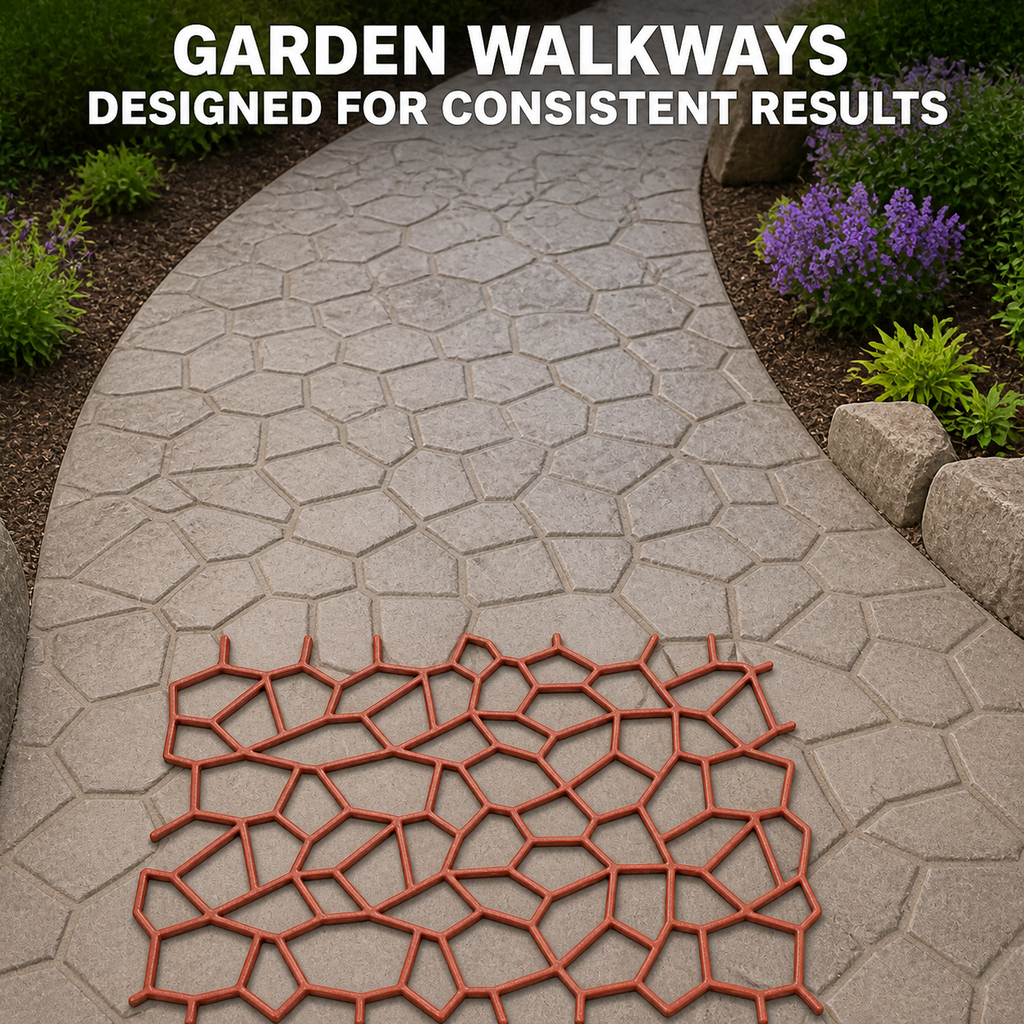 FX-126 Random Stone Concrete Paving Stencil - application 2